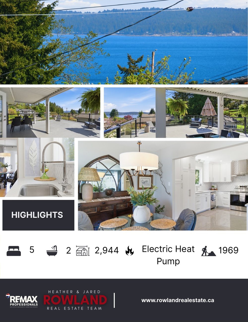Inside the booklet: deck photos, dining room and home highlights